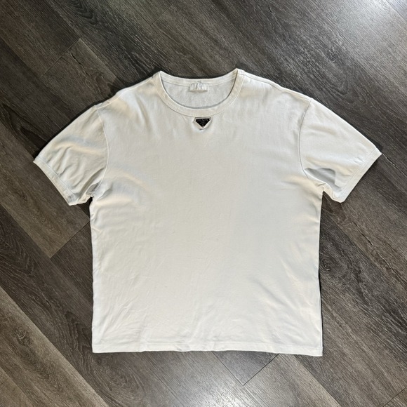 Prada Other - Prada White Triangle Logo T-Shirt Men's XXL Cotton Short Sleeve